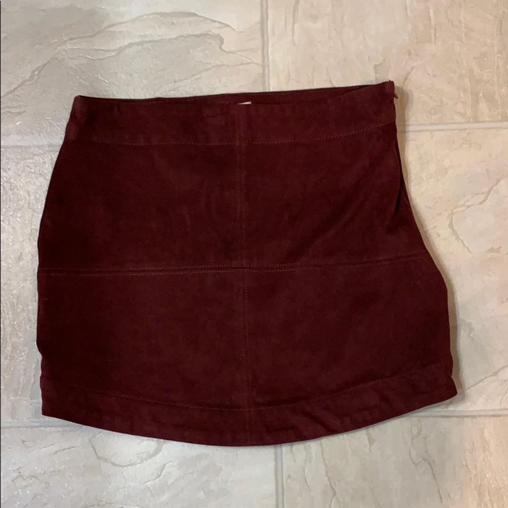 Maroon suede mini skirt